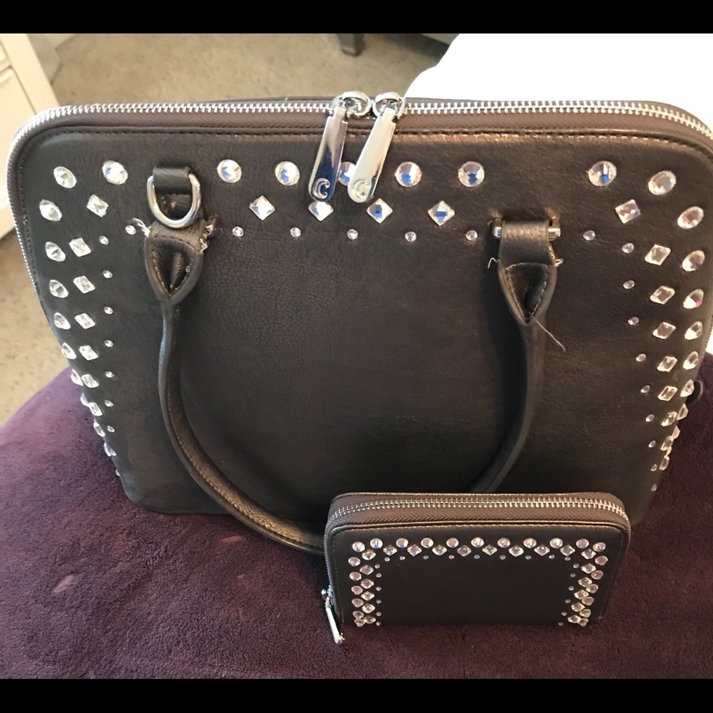 New bling purse w/ matching wallet/clutch